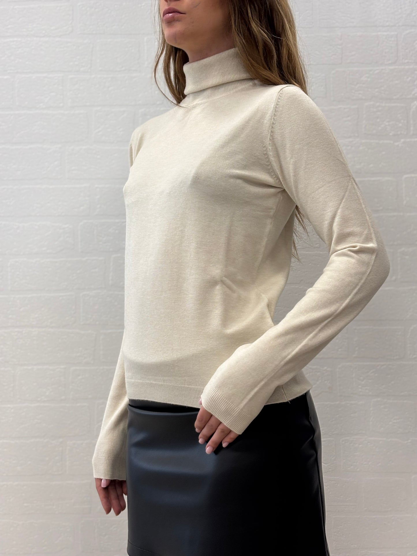 Griffai Maglia dolcevita ml in viscosa BEIGE