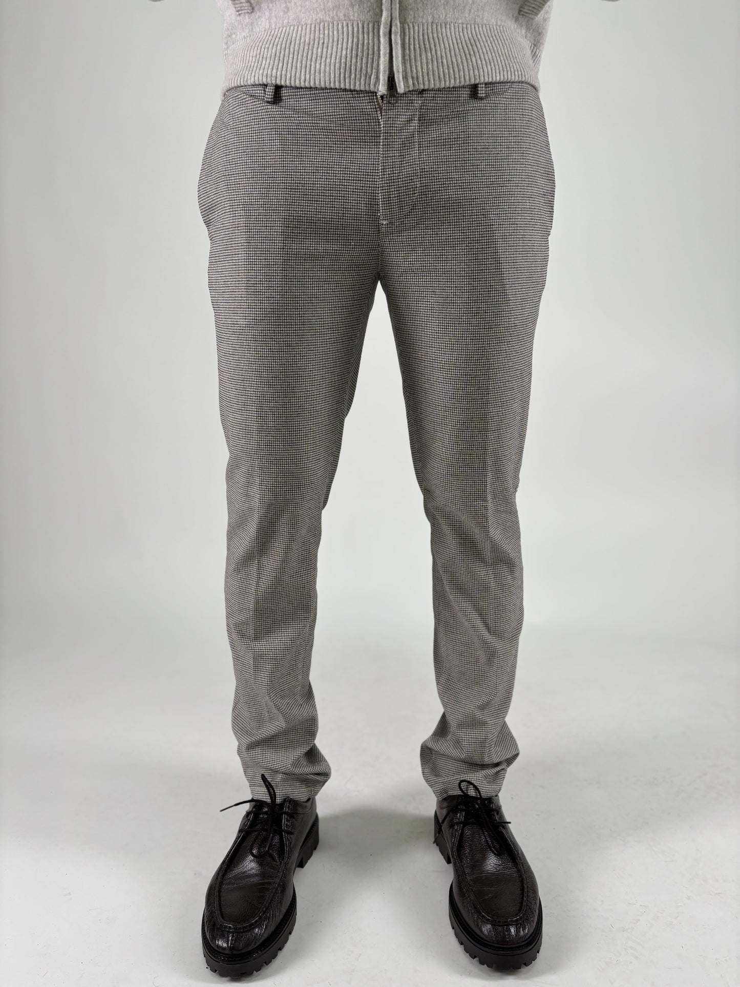 Teleria Zed Pantalone slim pied de poule PANNA/MARRONE/BLU