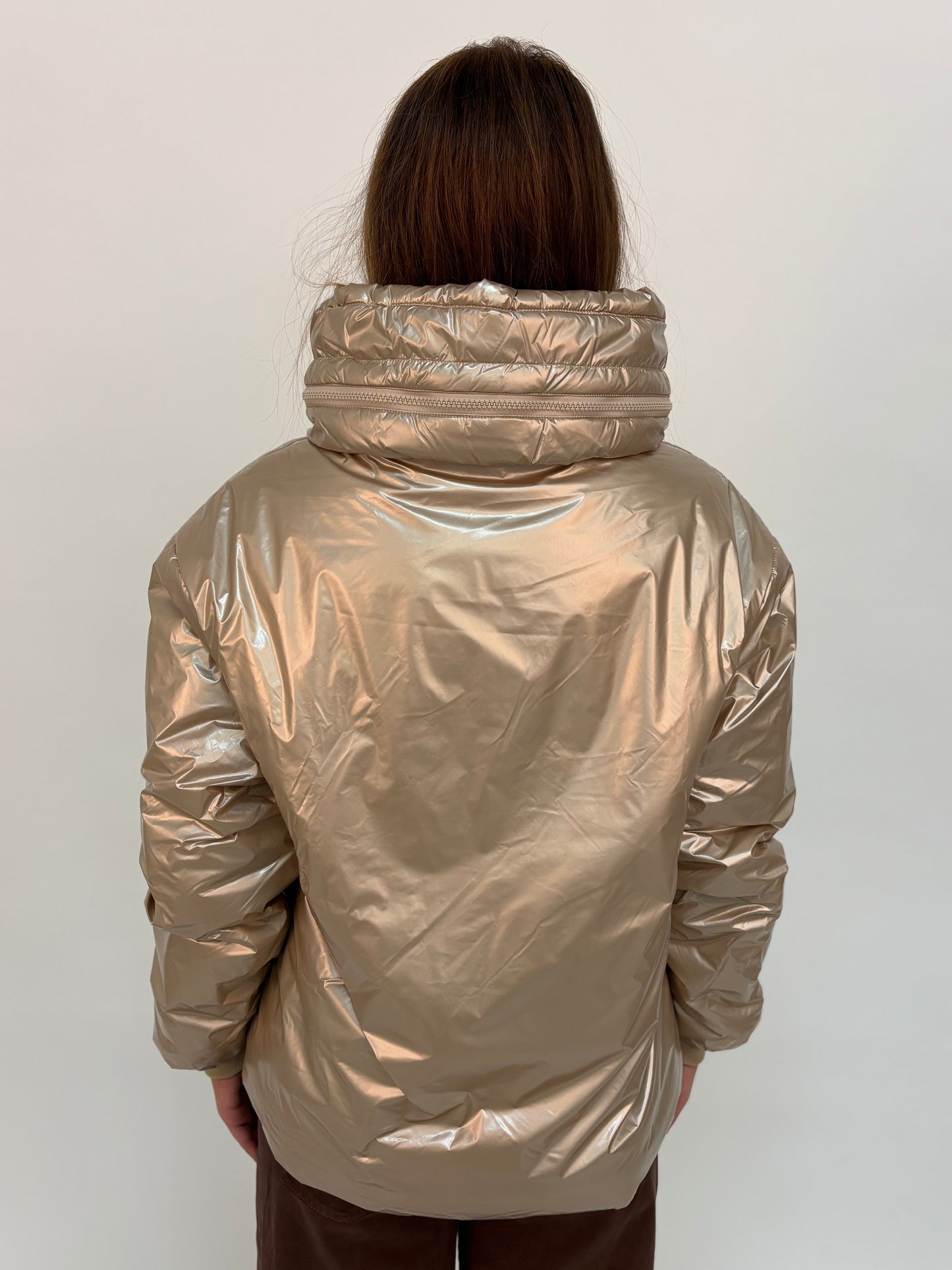 FREEDOMDAY piumino corto ecodown con cappuccio ORO