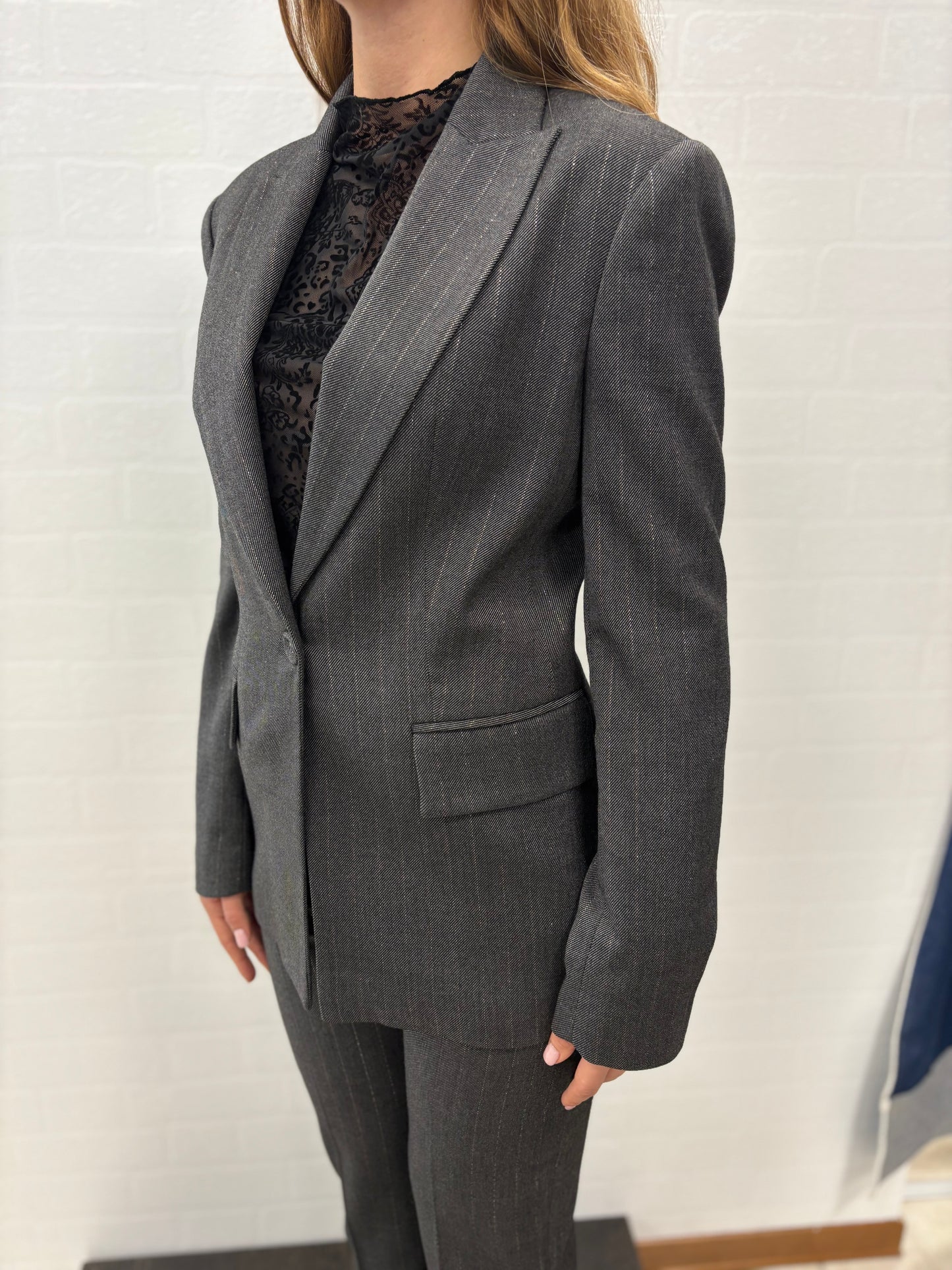 Kocca Giacca gessata in lurex argento GRIGIO