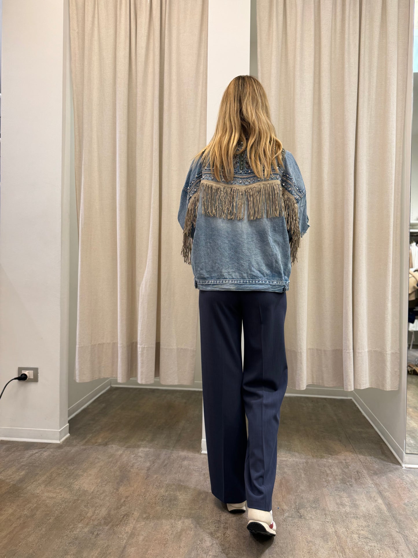 Eco Pantalone a palazzo con cintura BLU