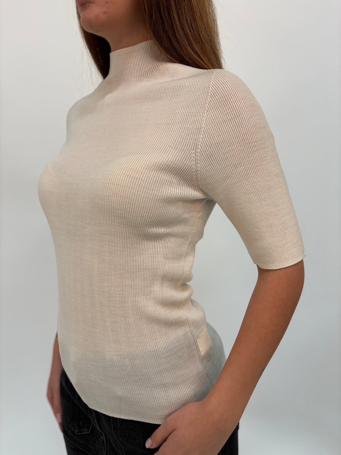 Haveone Maglia mm a costine in lana PANNA