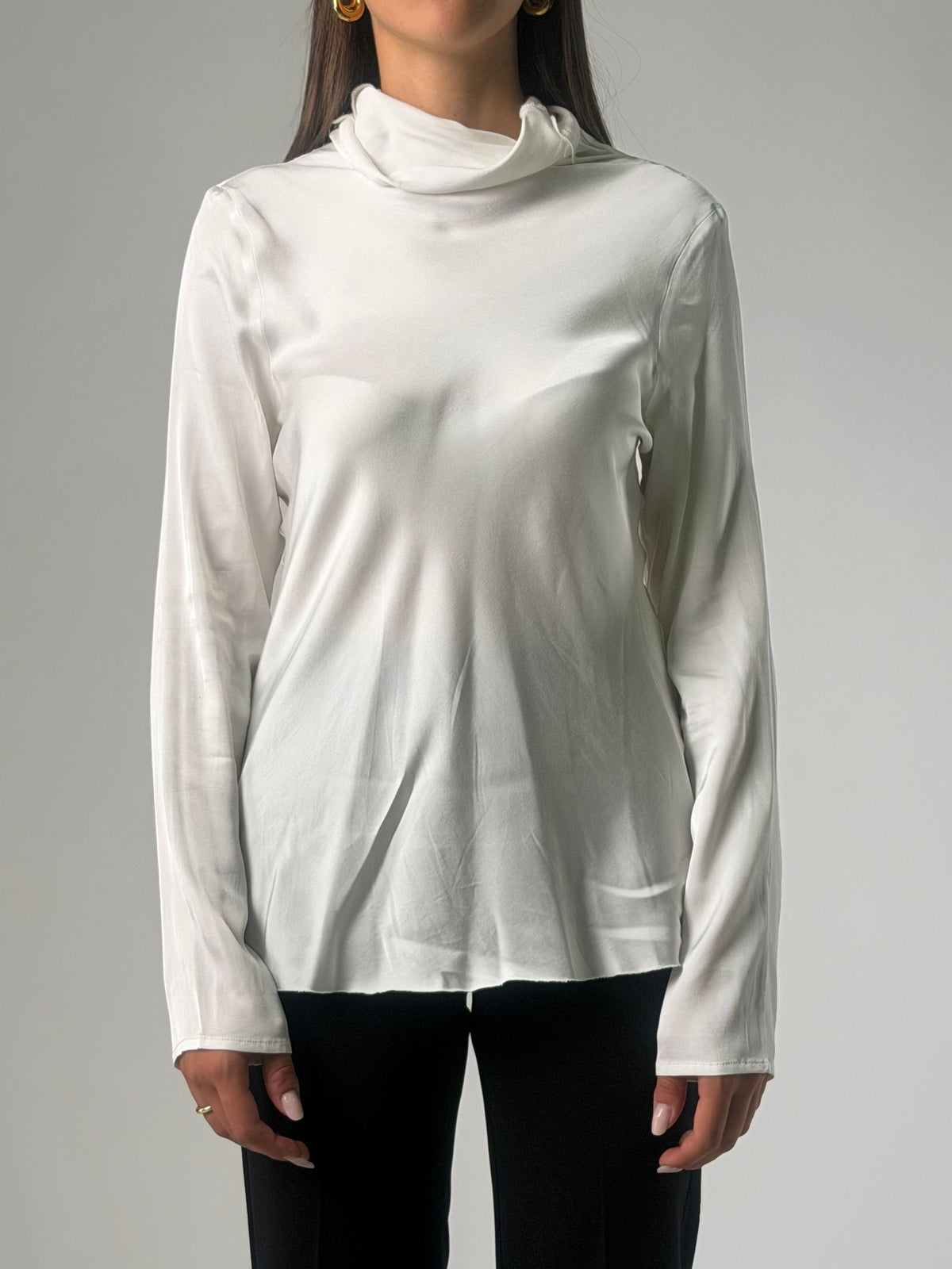 Blusa ml in viscosa con collo
