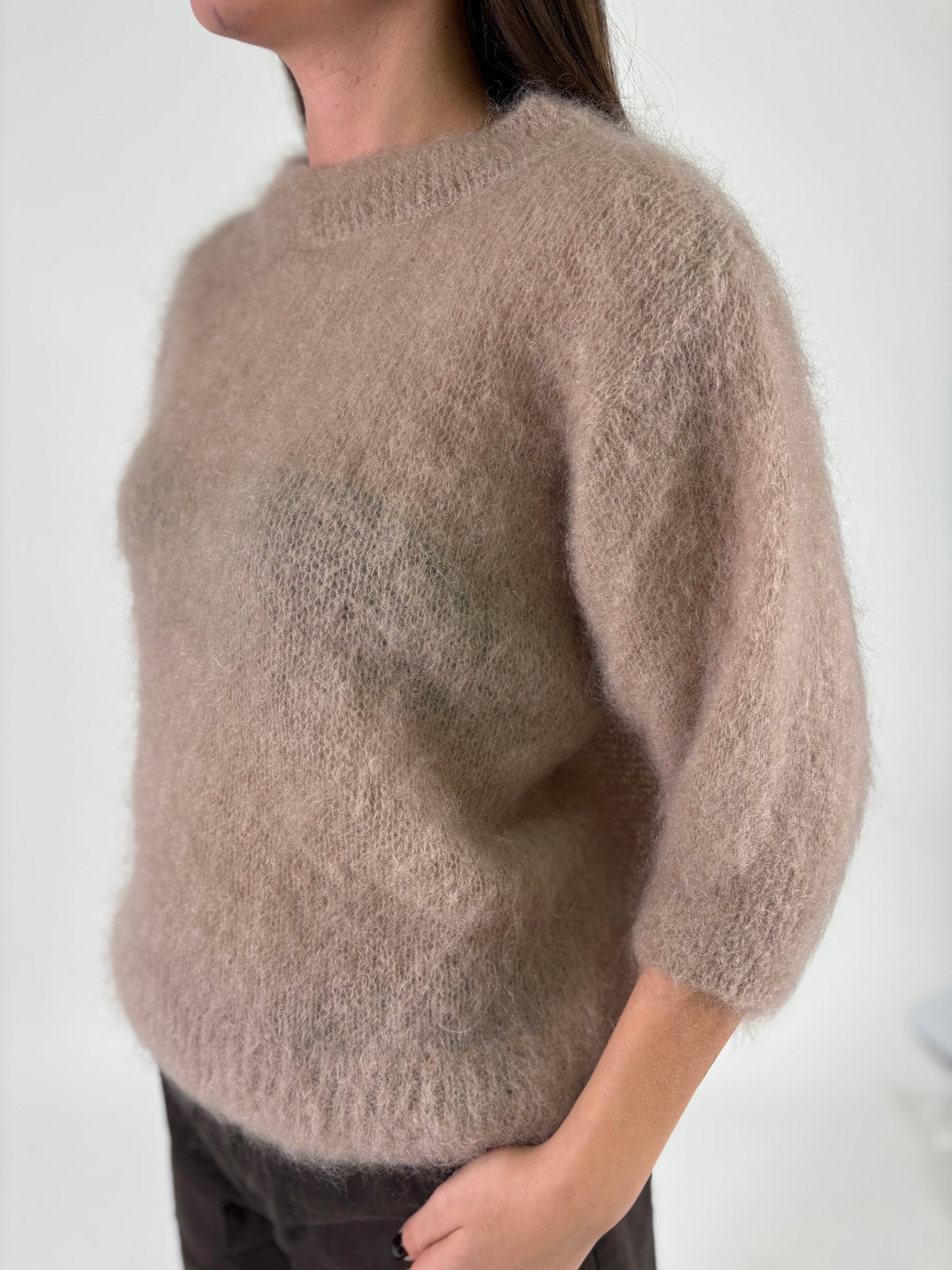 DIXIE maglia mohair m/corta BEIGE