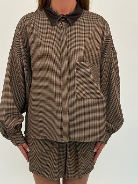 DIXIE camicia giubbino scacchi TABACCO