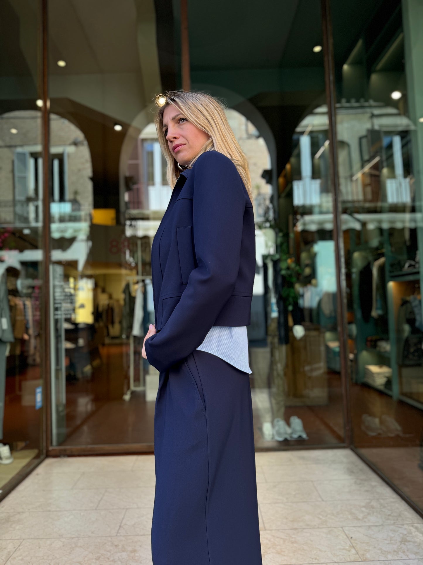 Patrizia Pepe Giubbino con zip doppio cursore e tasche BLU