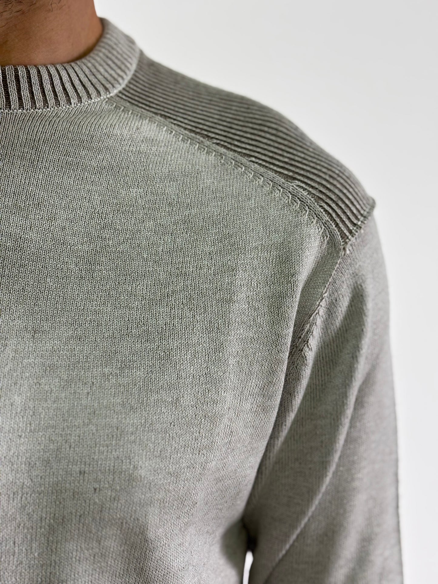 Loft88 Maglia girocollo ml costine sulla spalla ECRU'