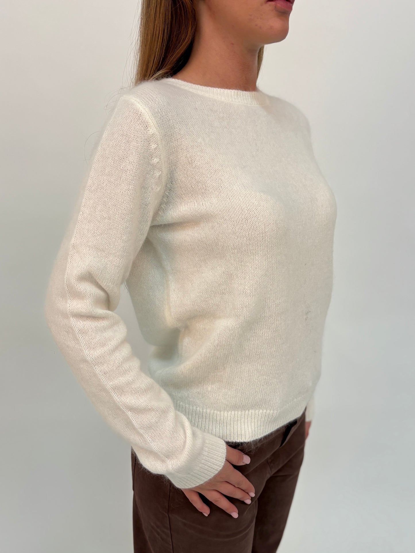 Kocca Maglia girocollo in angora PANNA