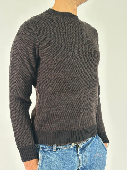 Markup Maglia ml girocollo trama pannocchia melange BLU