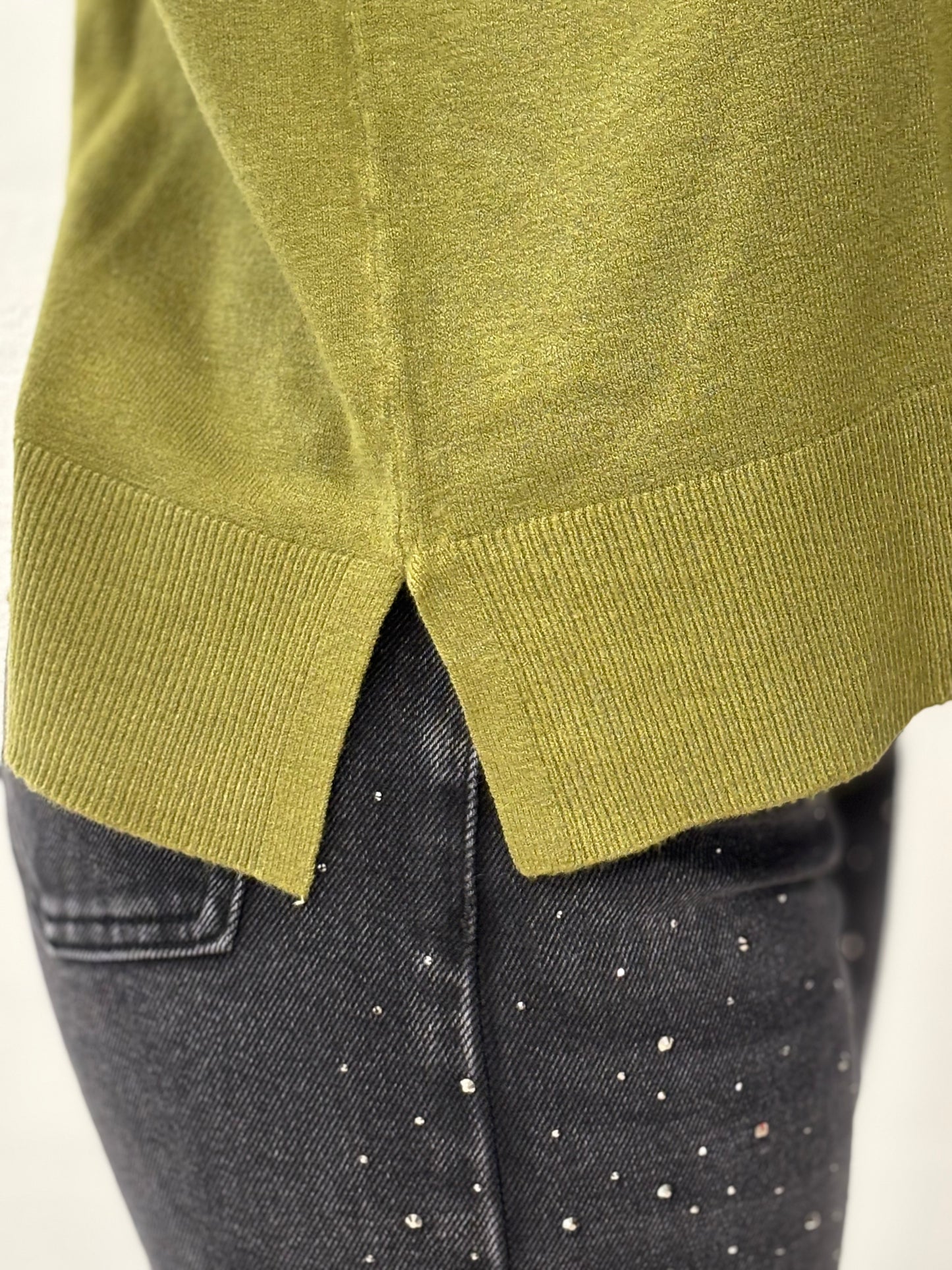 Griffai Maglia girocollo con spacchetti laterali VERDE
