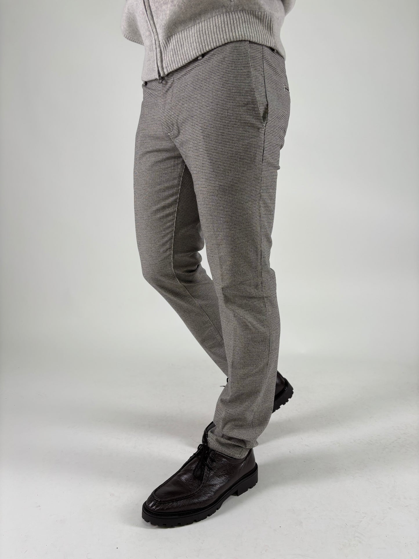 Teleria Zed Pantalone slim pied de poule PANNA/MARRONE/BLU