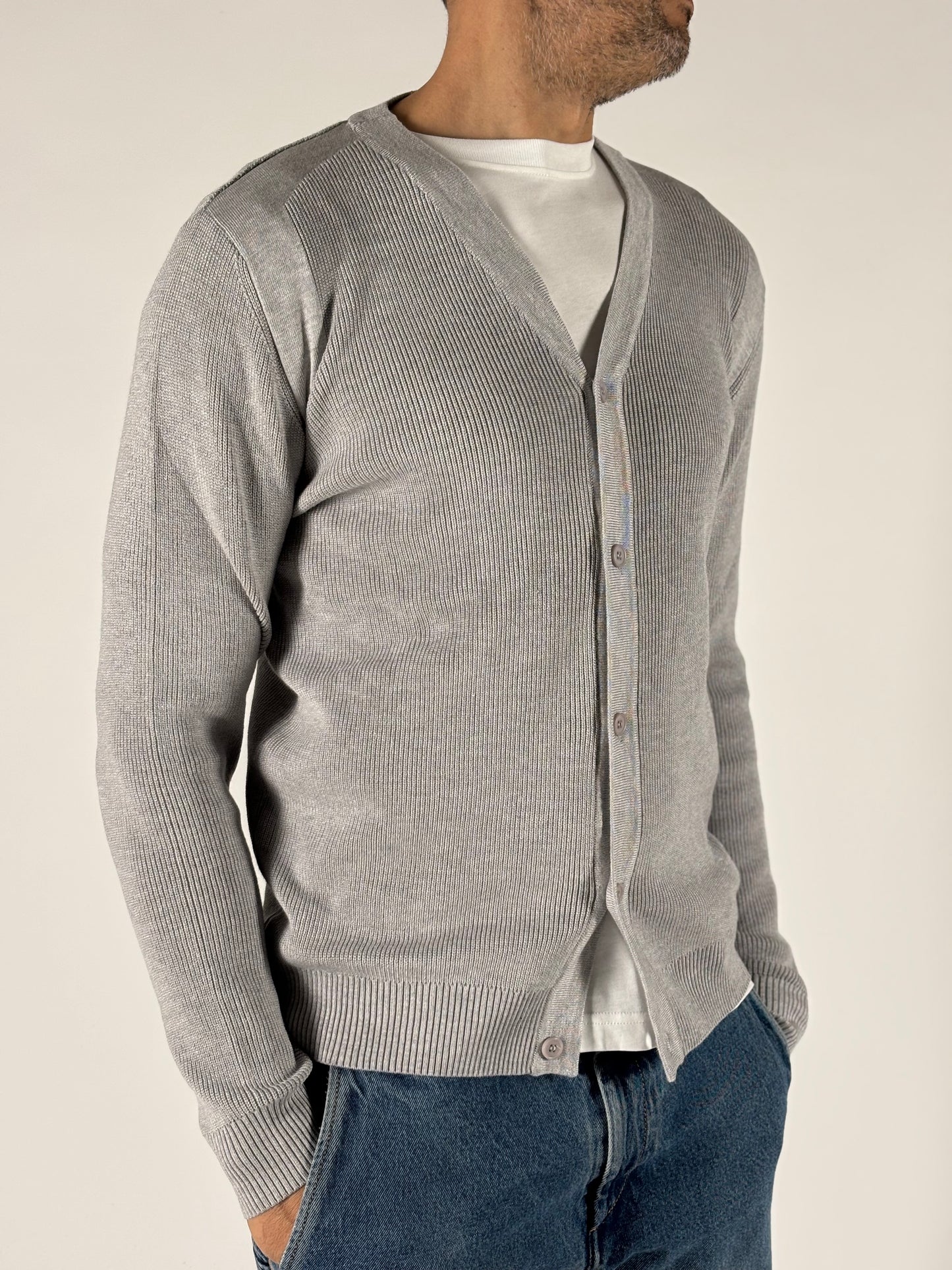 Seinse Cardigan ml V  in viscosa GRIGIO