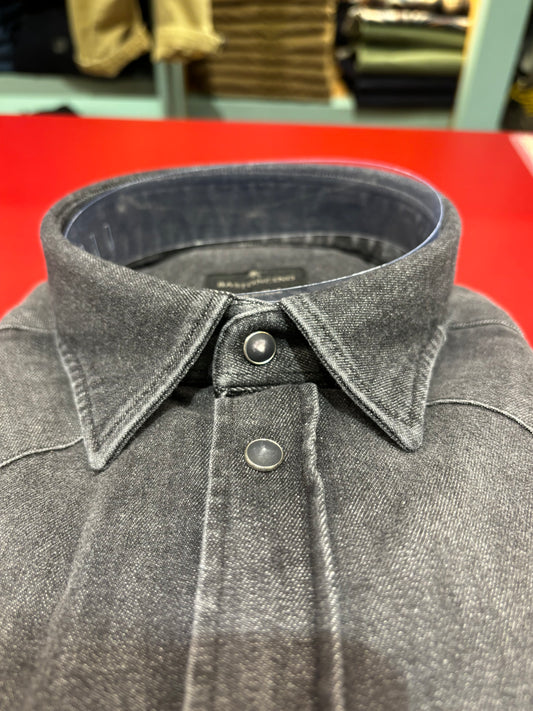 Bastoncino Camicia di jeans lavaggio scuro NERO