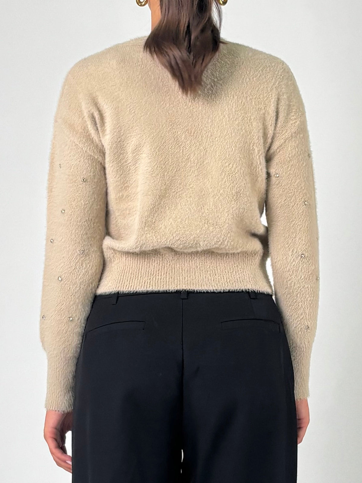 Cardigan V con strass