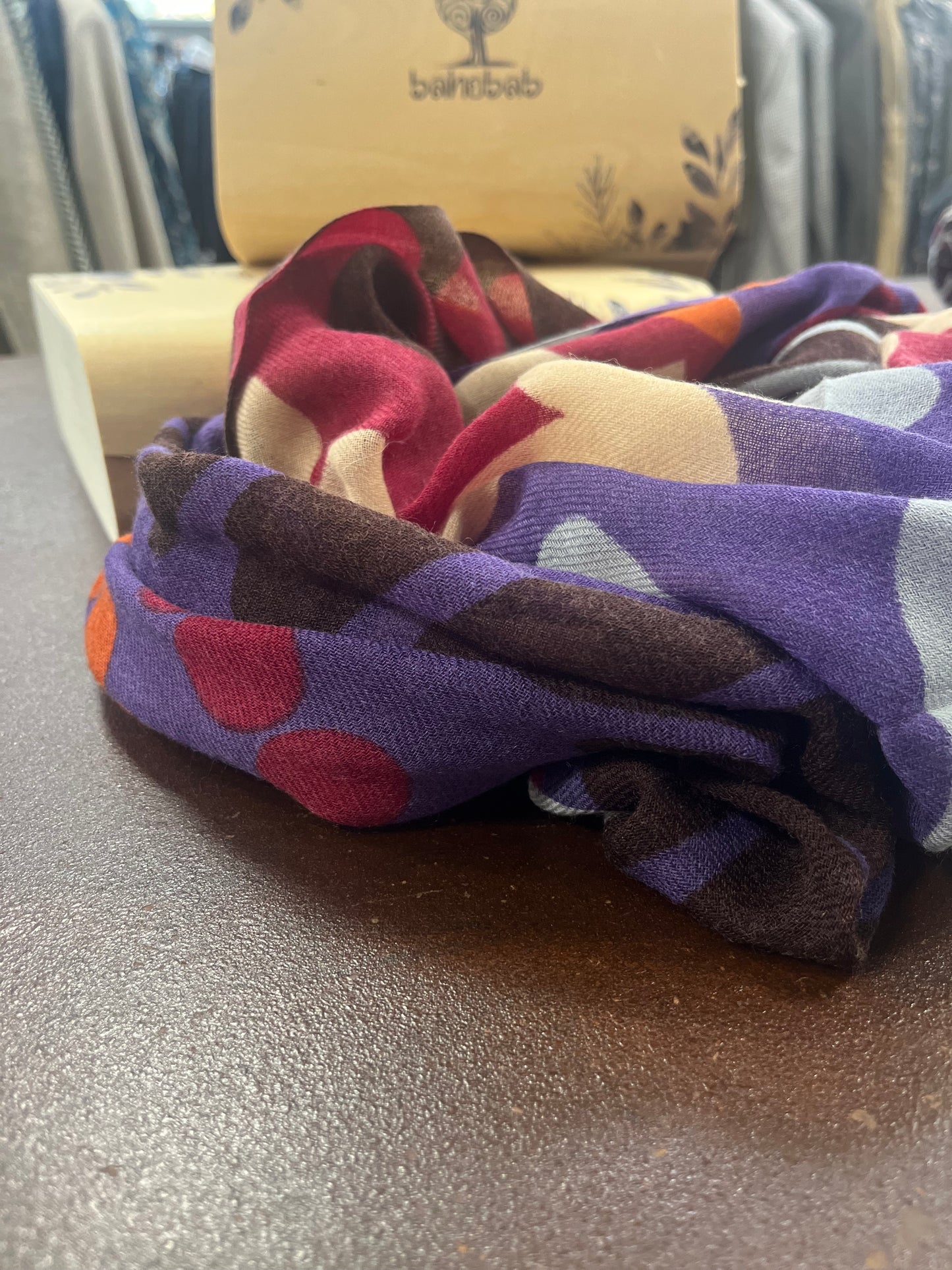 Bahobab Sciarpa 100% lana fantasia cerchi MULTICOLOR