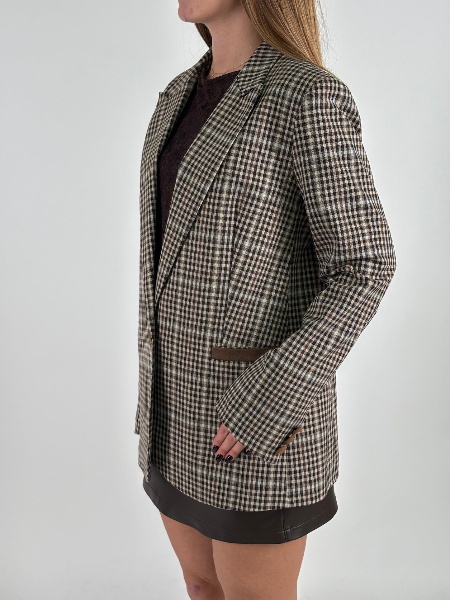 Susy Mix Giacca un bottone SCACCO MARRONE