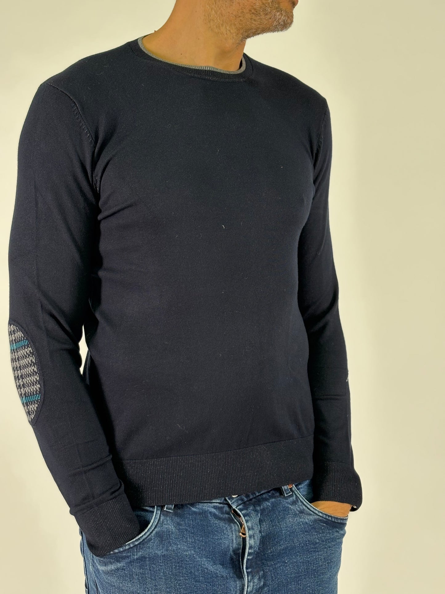 Markup Maglia girocollo ml con toppa gomito BLU