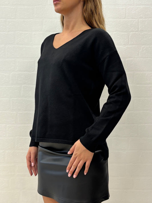 Griffai Maglia collo V spacchetti laterali NERO