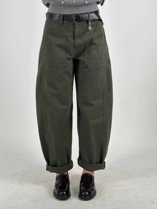 Susy Mix Pantalone ovetto con cinta MILITARE