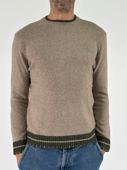 Markup Maglia girocollo puntinata bianca TORTORA