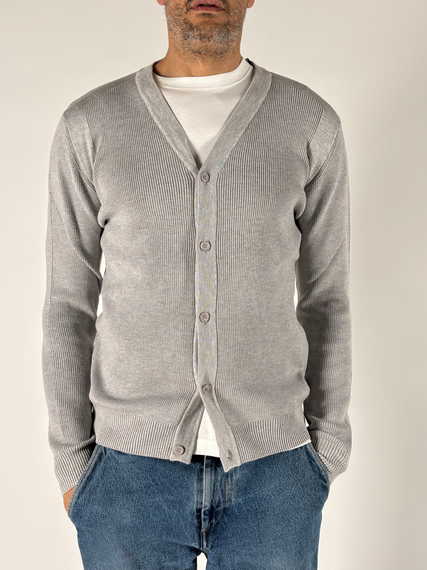 Seinse Cardigan ml V  in viscosa GRIGIO