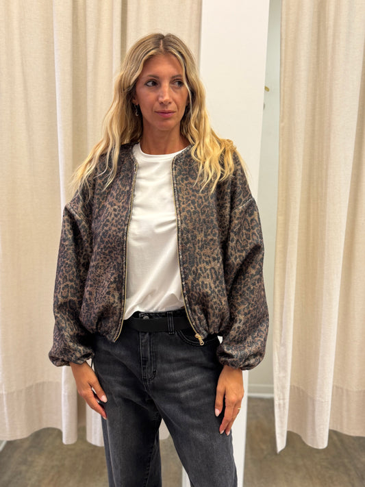 Susy Mix Giubbino cropped con zip MACULATO