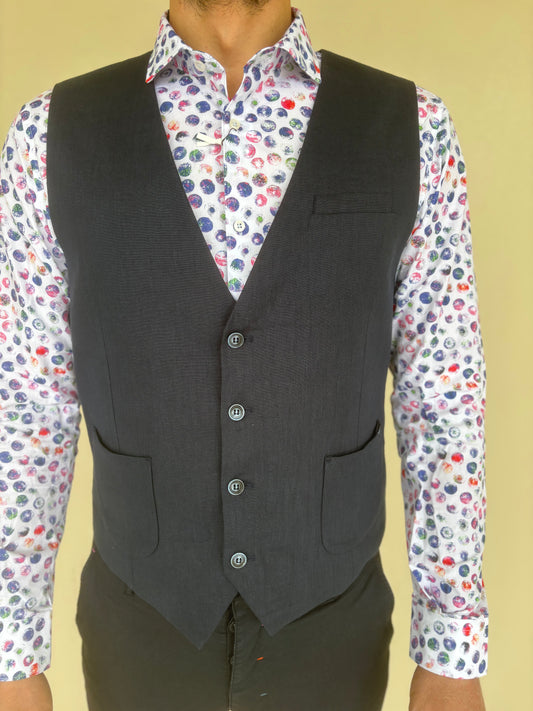 Gianni Lupo Gilet 100%lino BLU