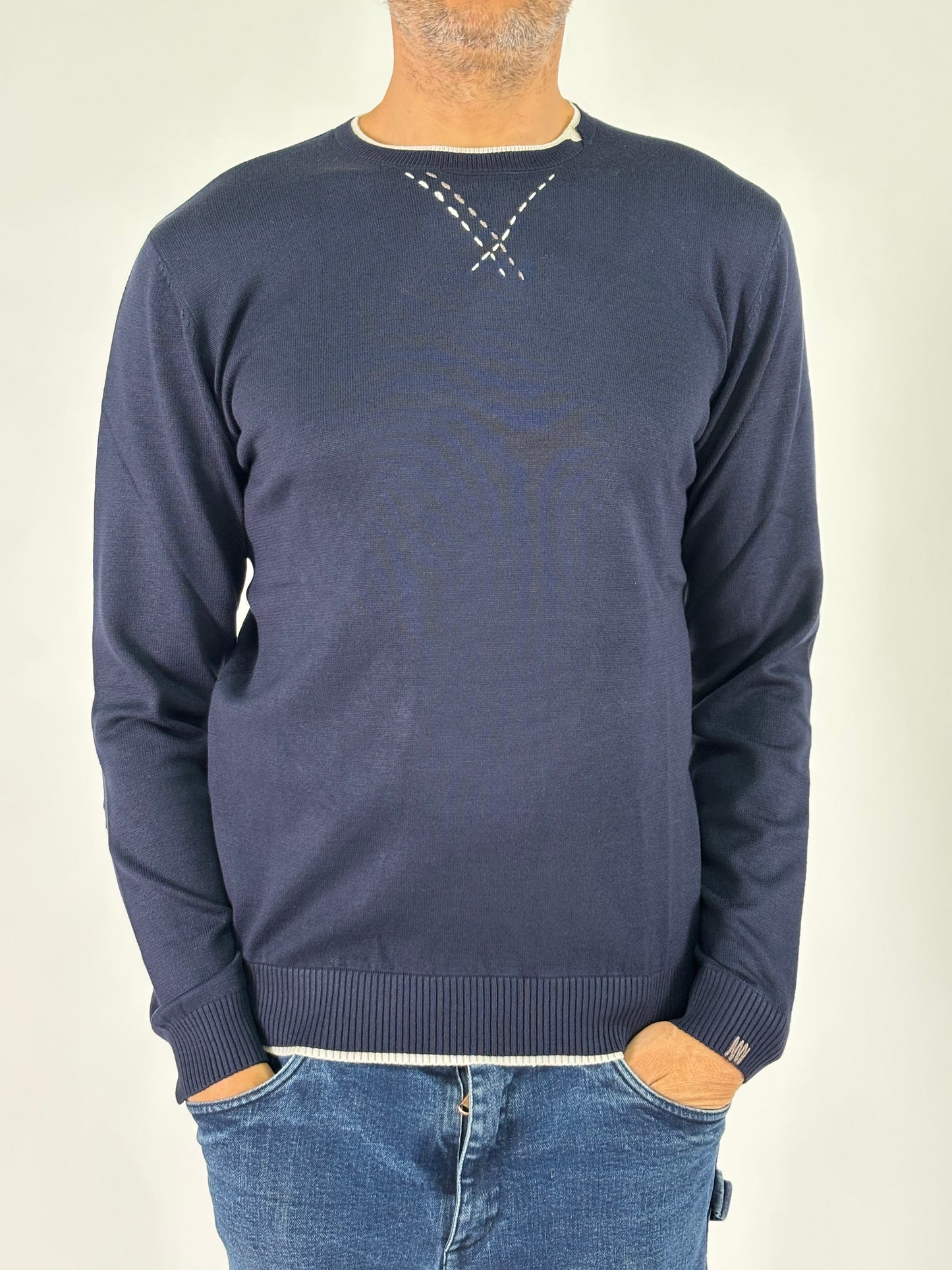 Seinse Maglia girocollo con finta t-shirt bianca BLU