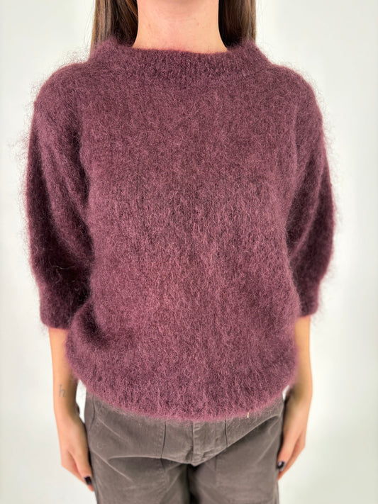 DIXIE maglia mohair m/corta PRUGNA