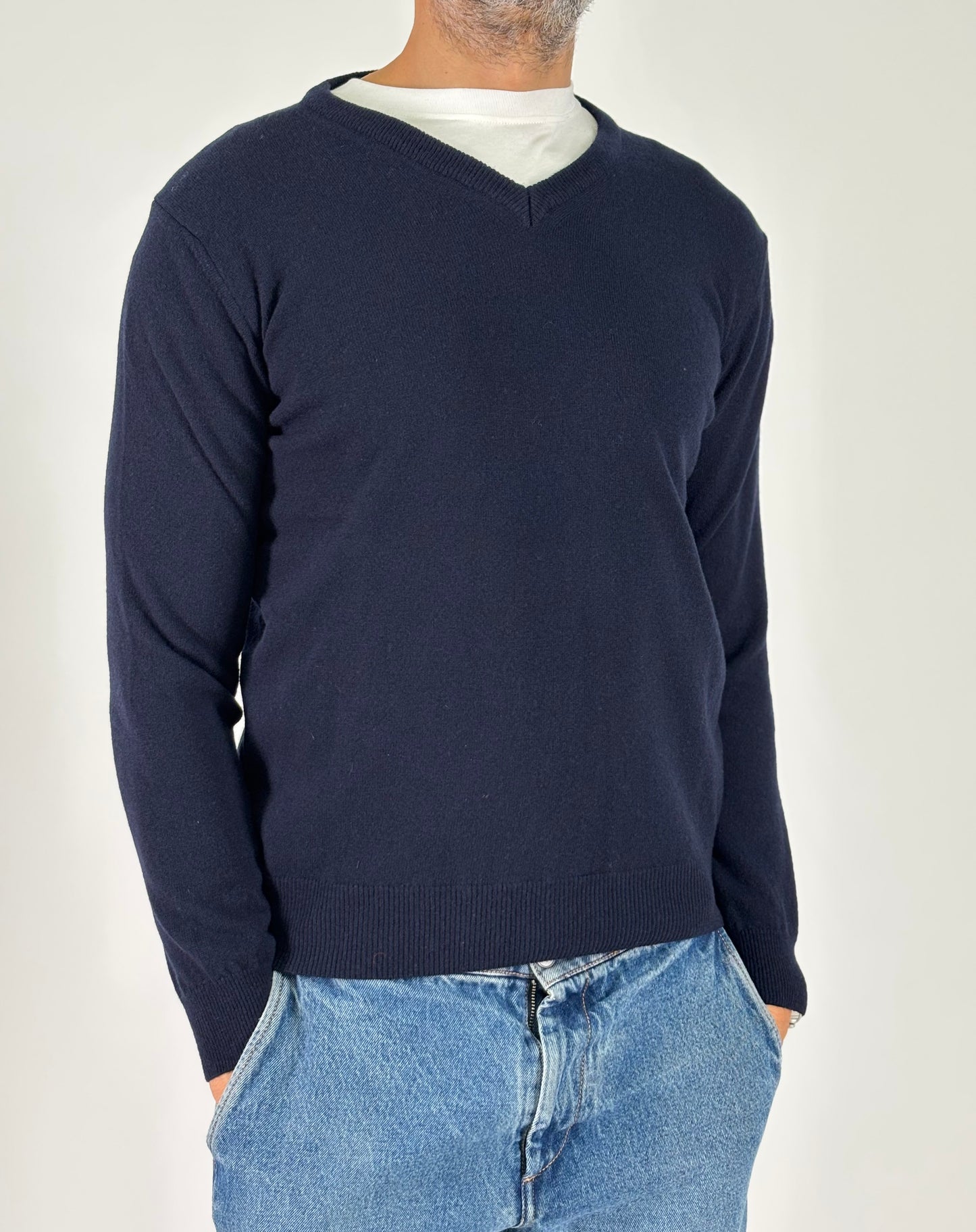 Retois Maglia ml V 100% lana BLU