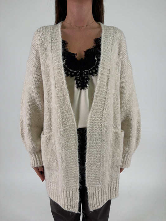 DIXIE cardigan scollo a v schiena PANNA