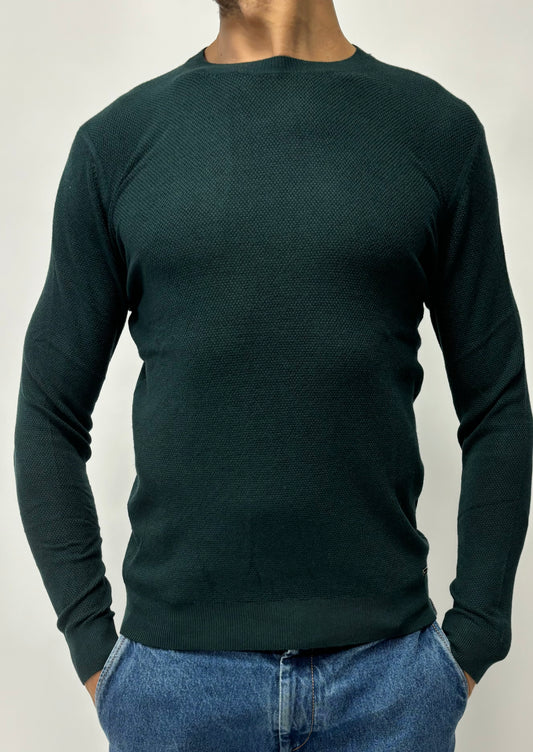 Markup Maglia cashmere girocollo punto riso tinta unita VERDE