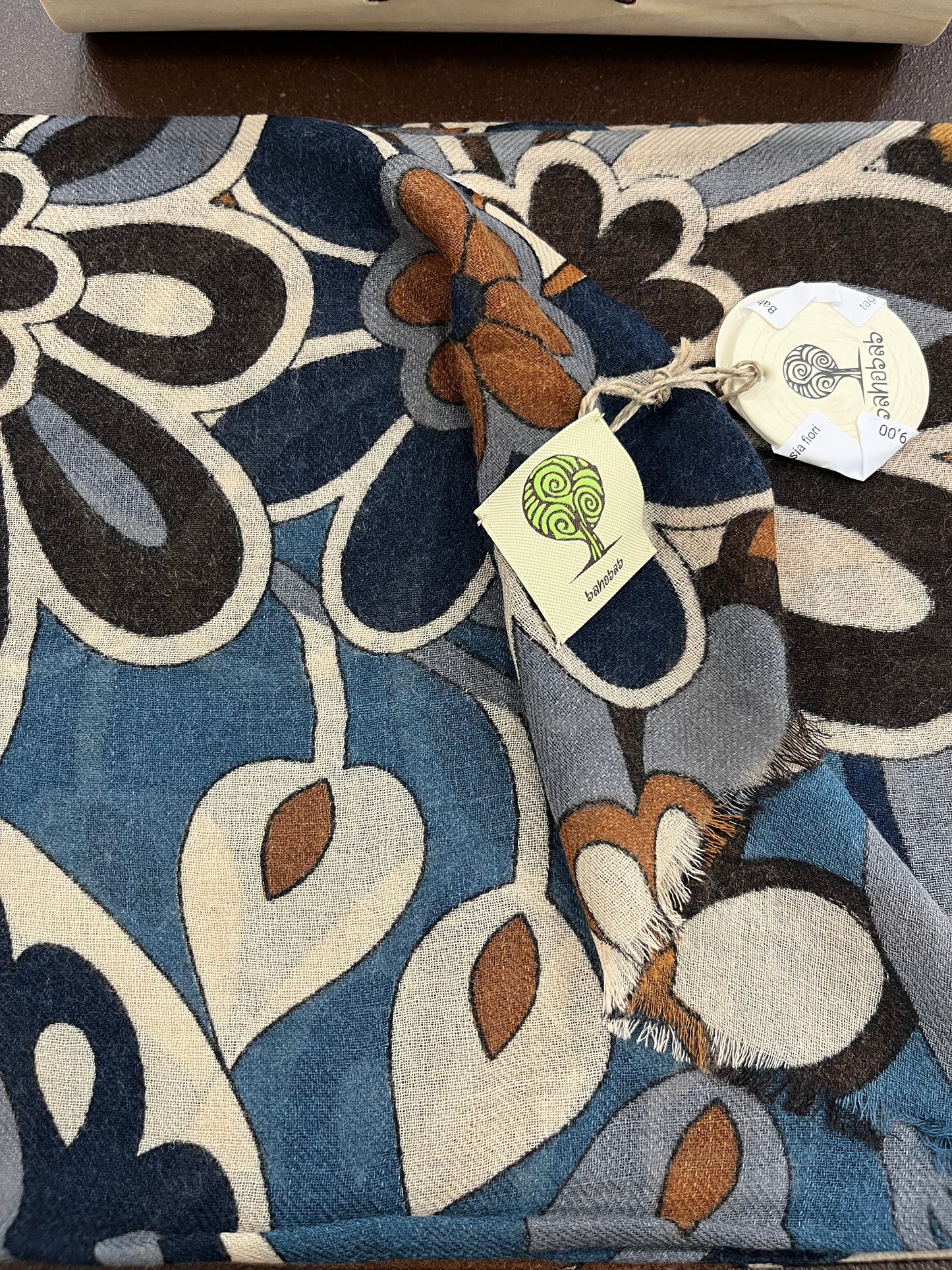 Bahobab Sciarpa 100% lana fantasia fiori GRIGIO/AVIO/MORO/BEIGE