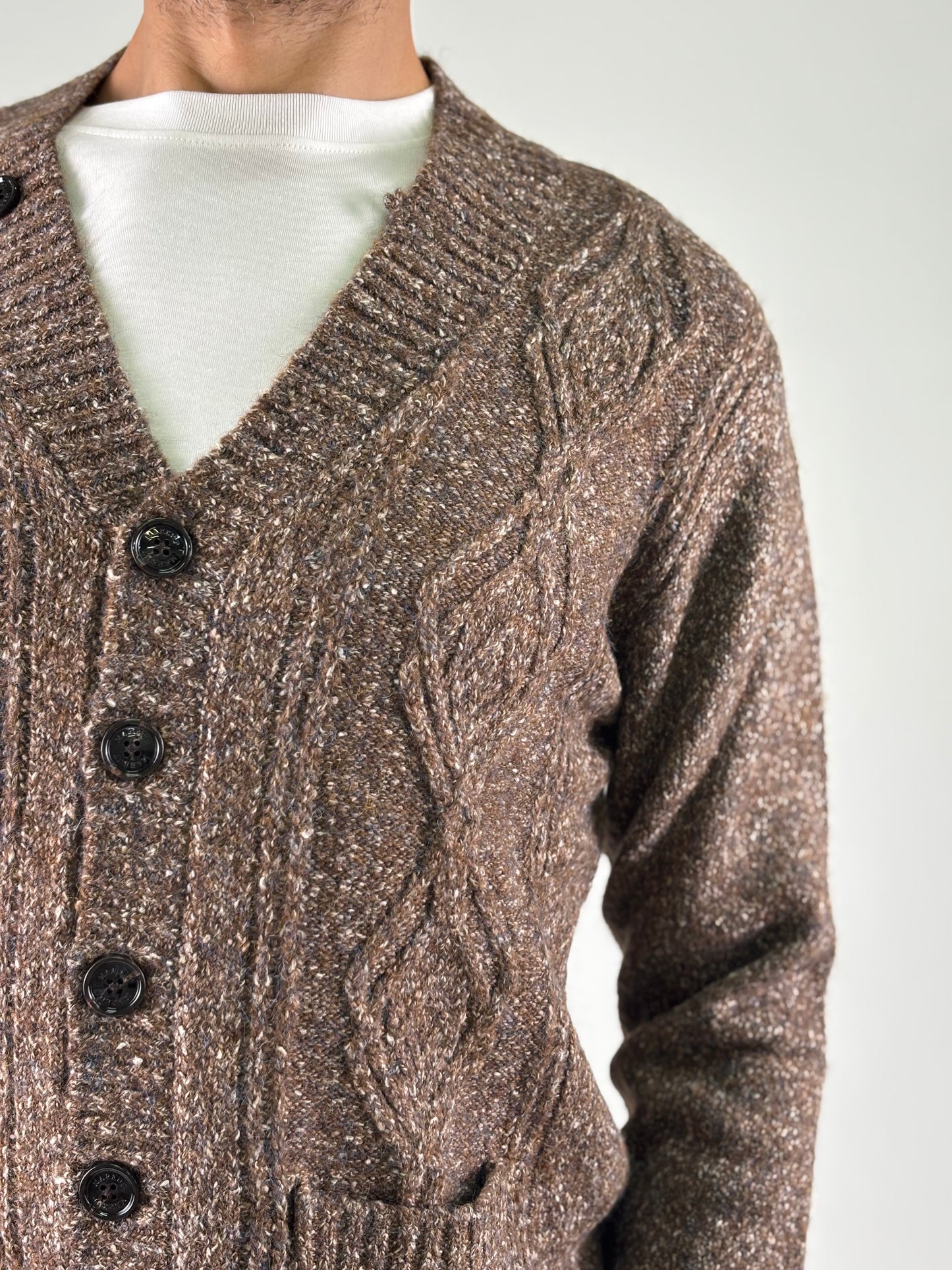 Markup Cardigan con trecce malfilè melange MARRONE