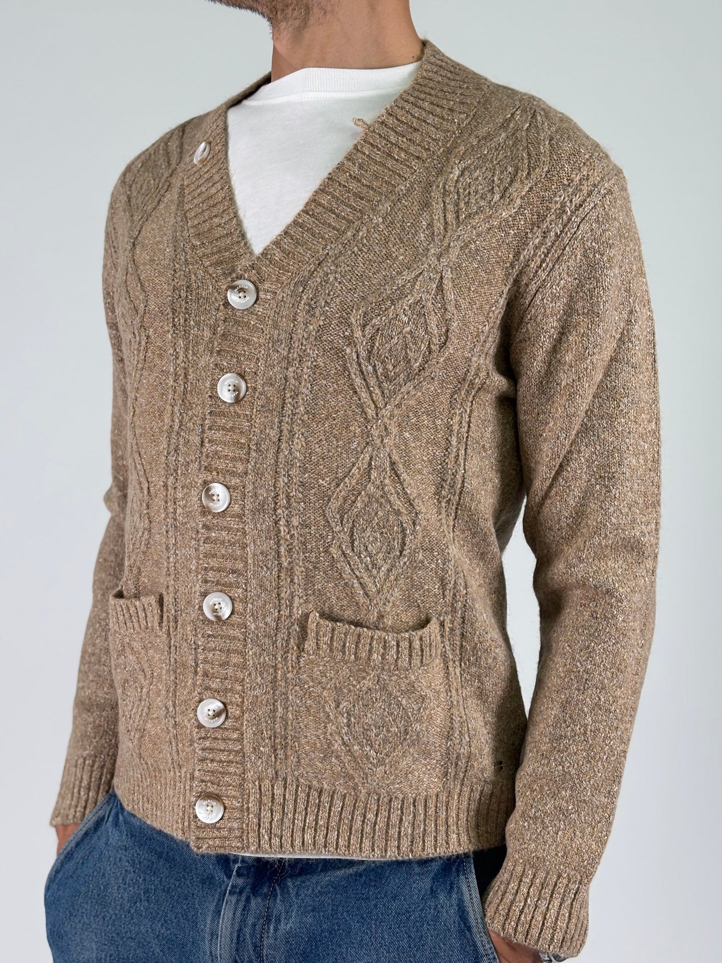 Markup Cardigan con trecce malfilè melange BEIGE