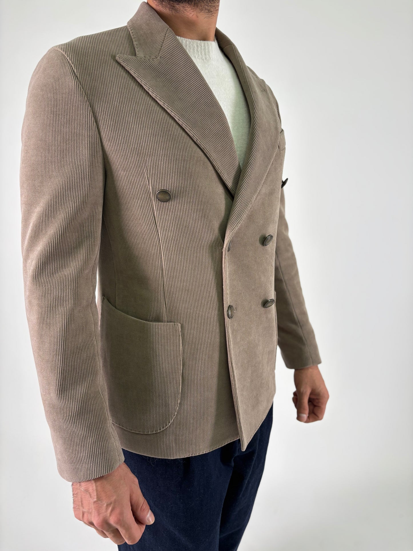 Loft88 giacca doppiopetto velluto millerighe BEIGE