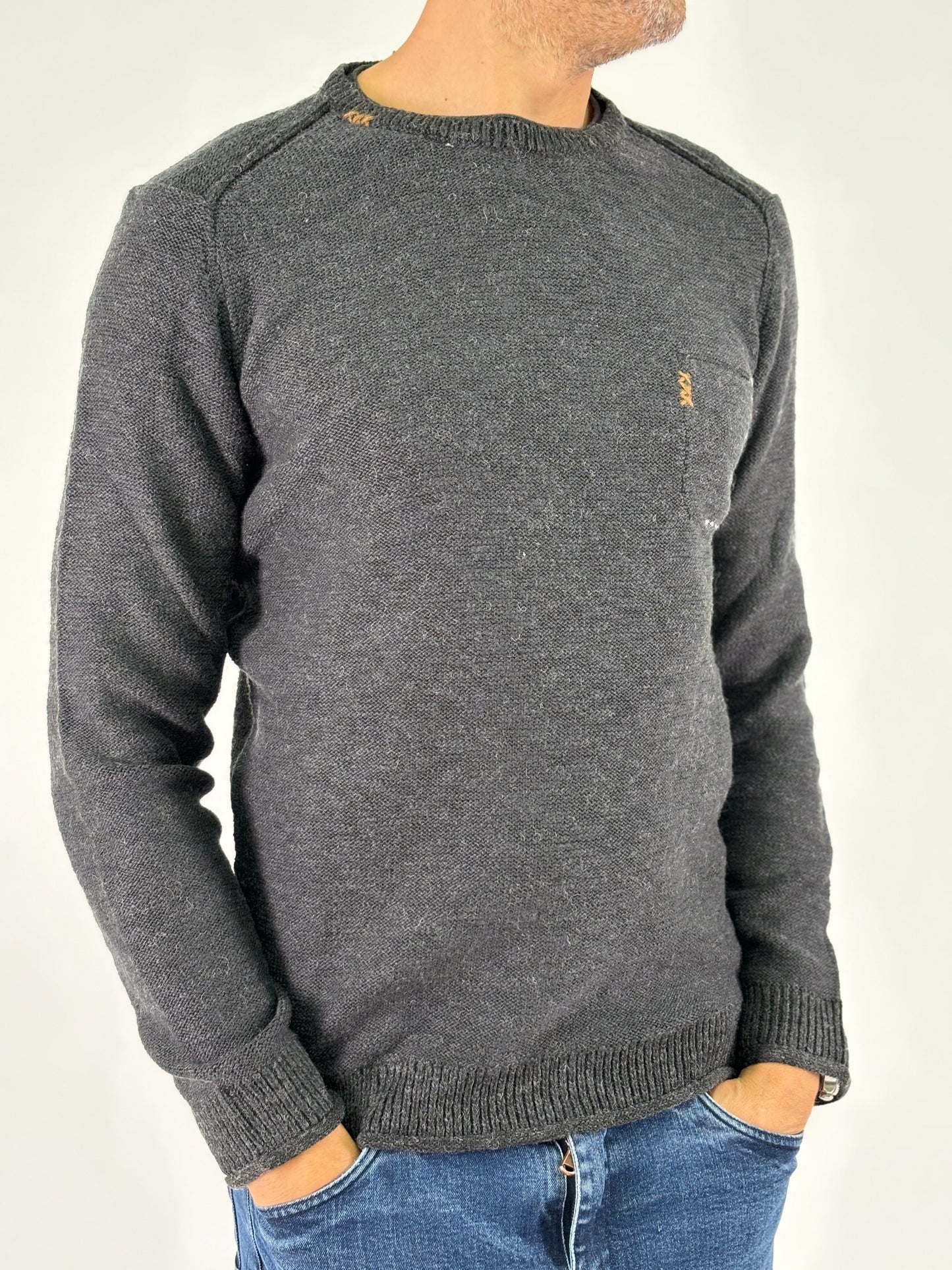 Loft88 Maglia girocollo con taschino ANTRACITE