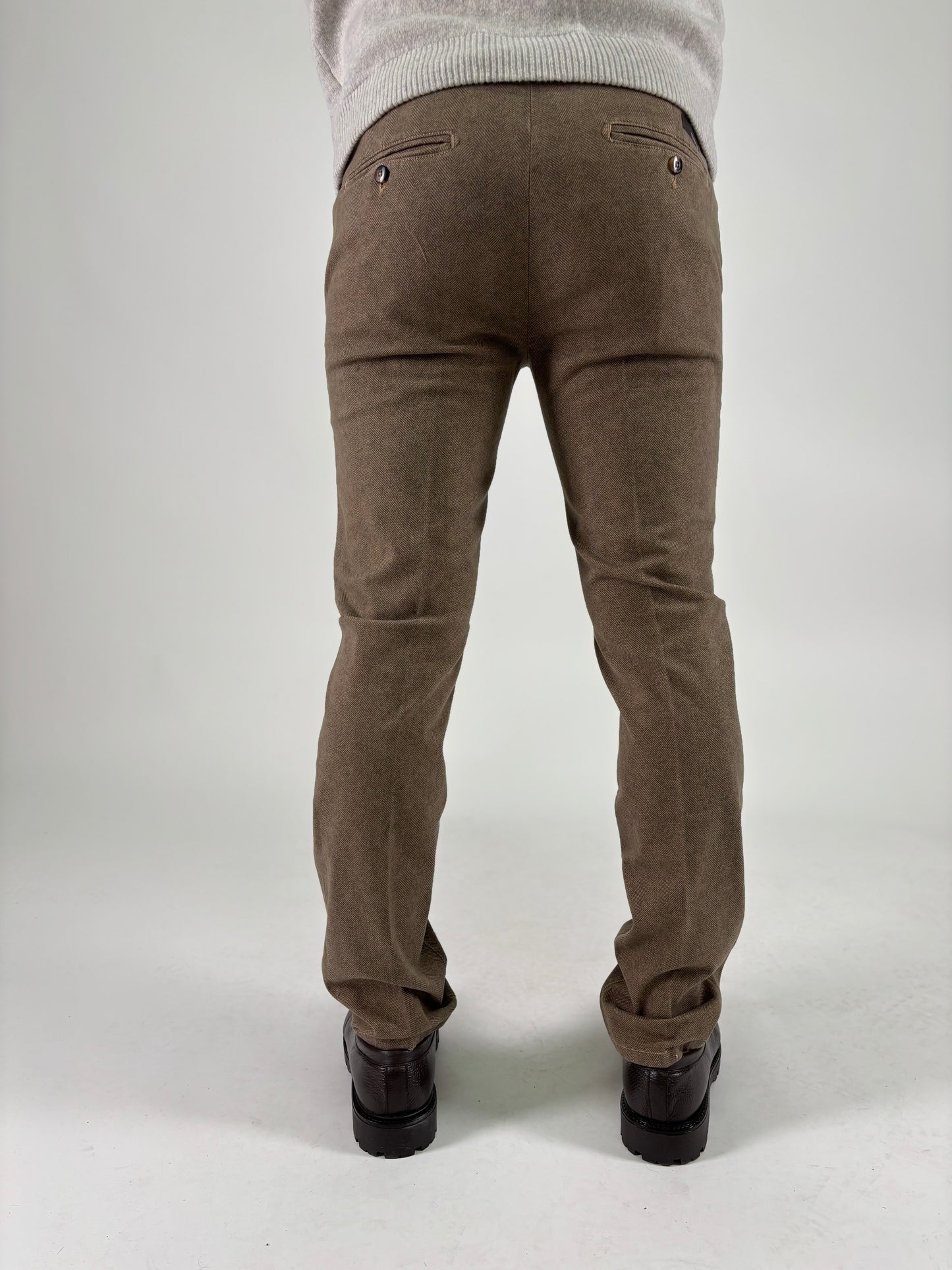 Teleria Zed Pantalone spinato slim TORTORA