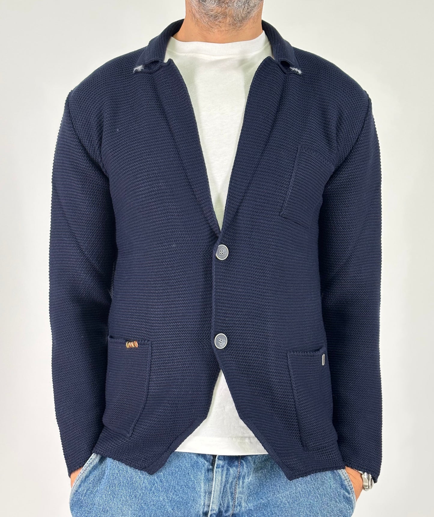 BL11 Giaccamaglia con tasche BLU