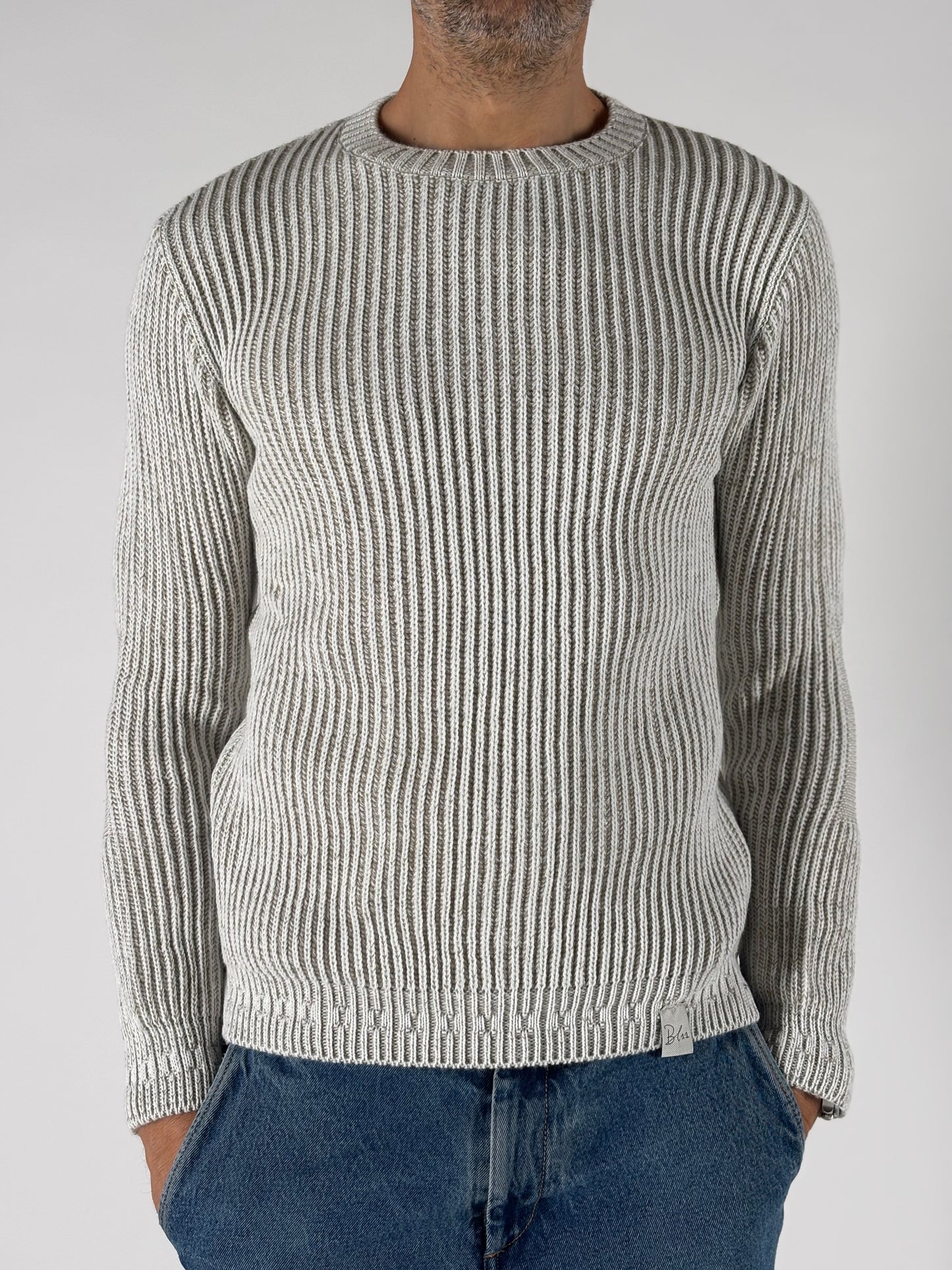 BL11 Maglia girocollo costa inglese BIANCO /BEIGE