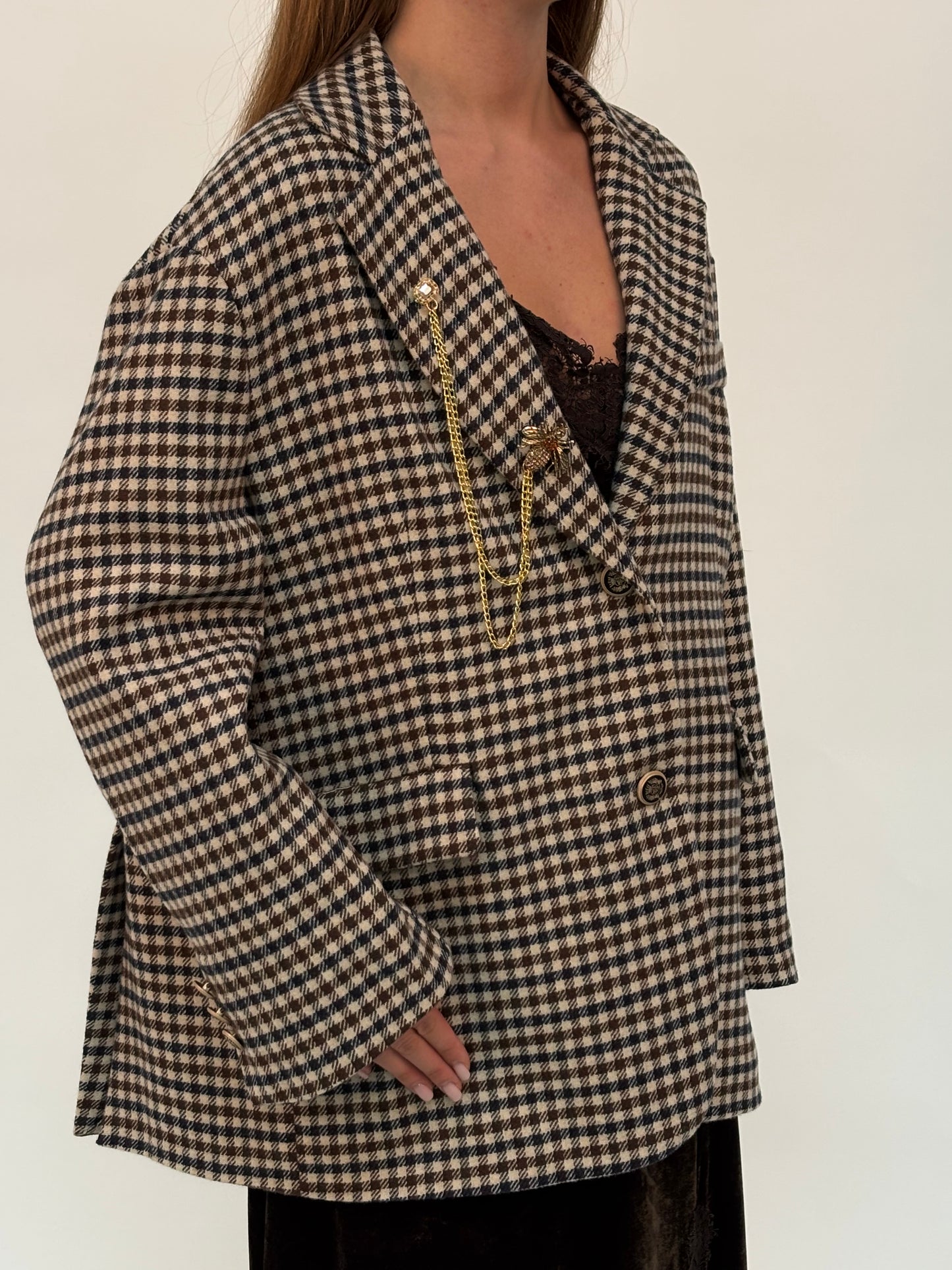 Tensione In Giacca corta over a scacchi PANNA/BLU/MORO