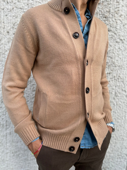 Markup Cardigan misto lana con bottoni CAMMELLO