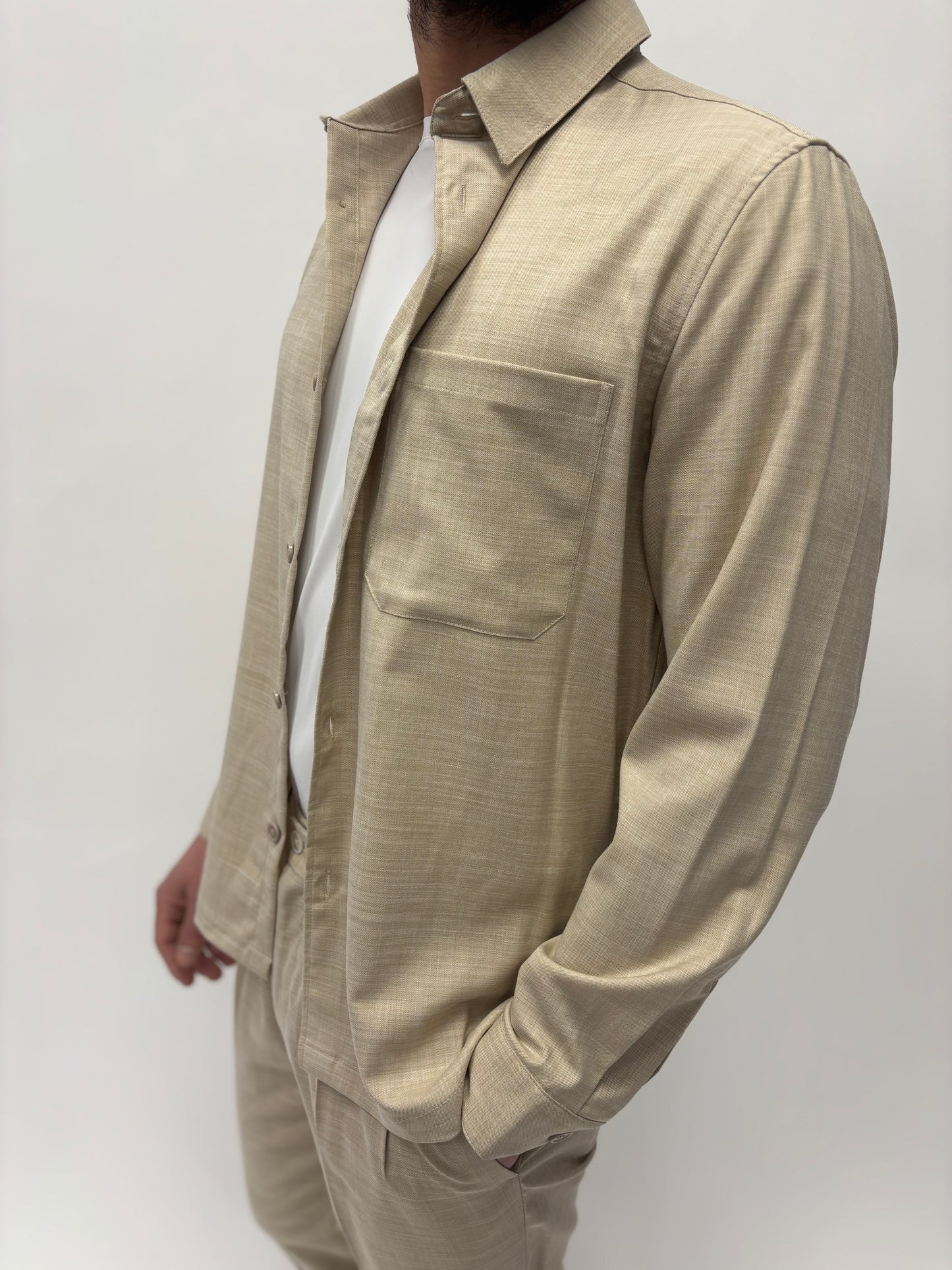 Seinse overshirt tessuto fiammato BEIGE