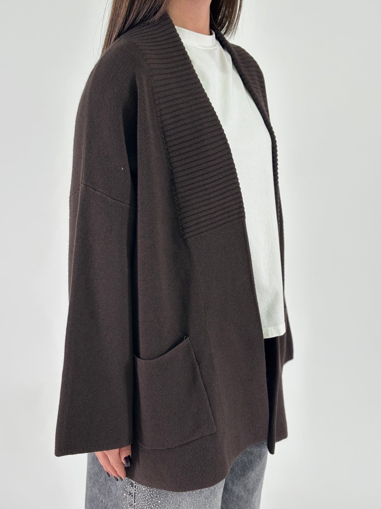 Myastreet Cardigan cropped MARRONE