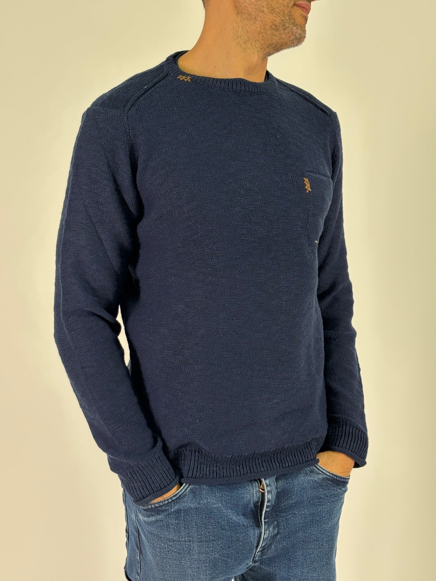 Loft88 Maglia girocollo con taschino BLU