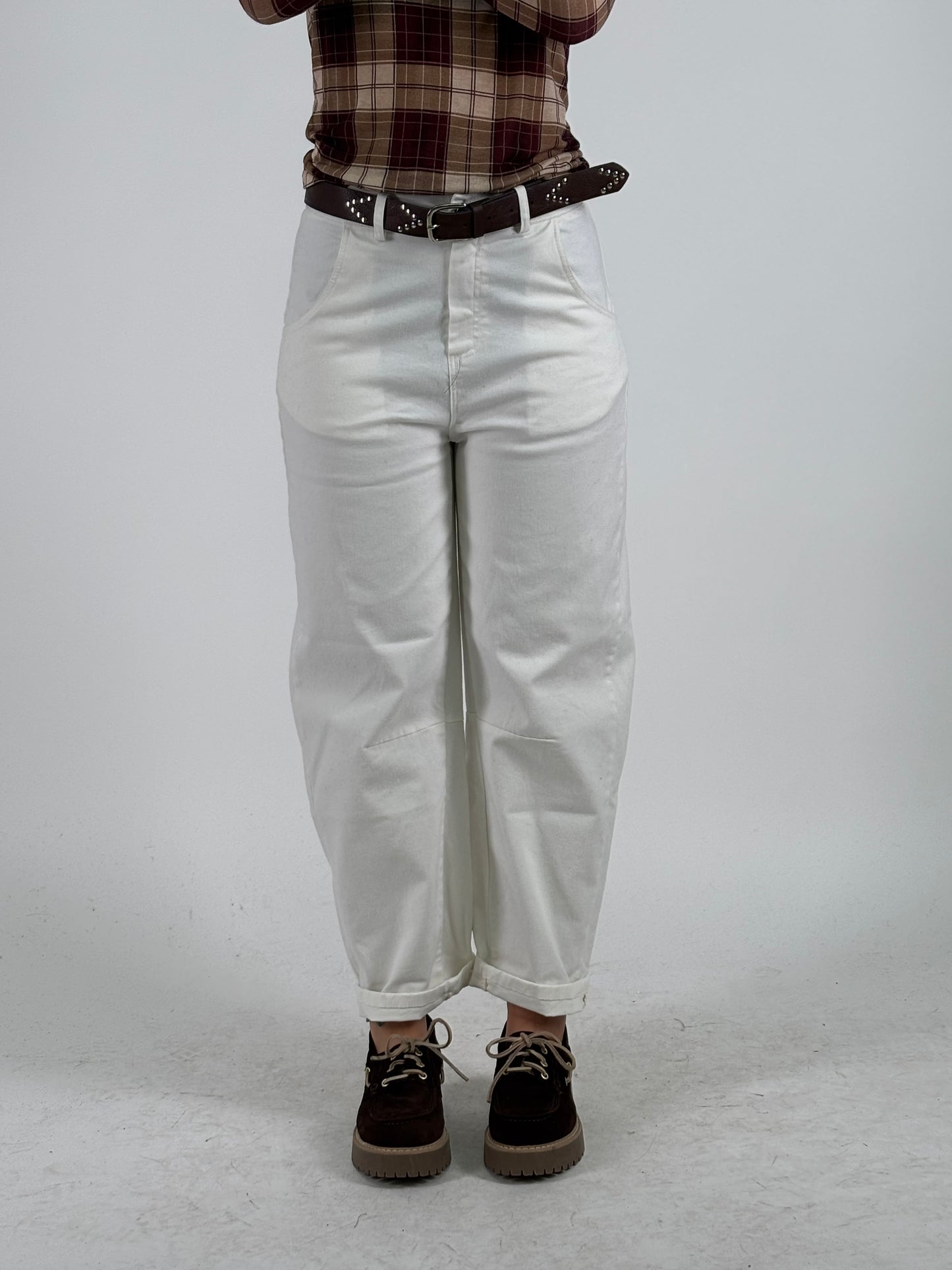 Tensione In Pantalone ovetto con cintura PANNA