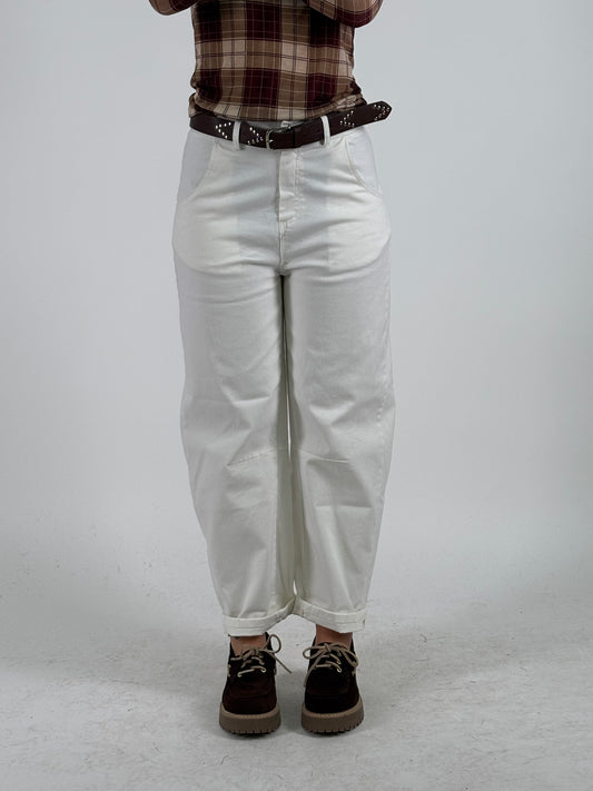 Tensione In Pantalone ovetto con cintura PANNA