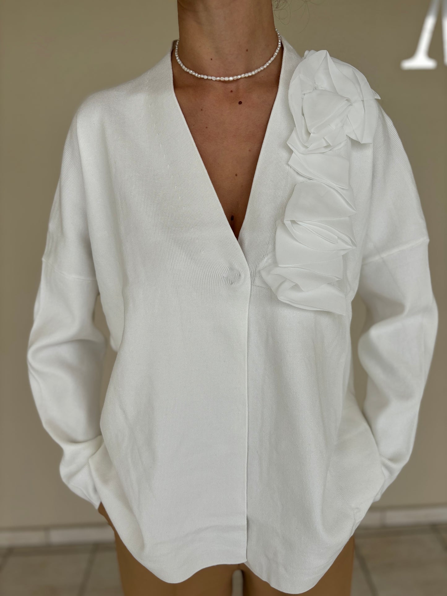 Loft88 Cardigan con rouches BIANCO