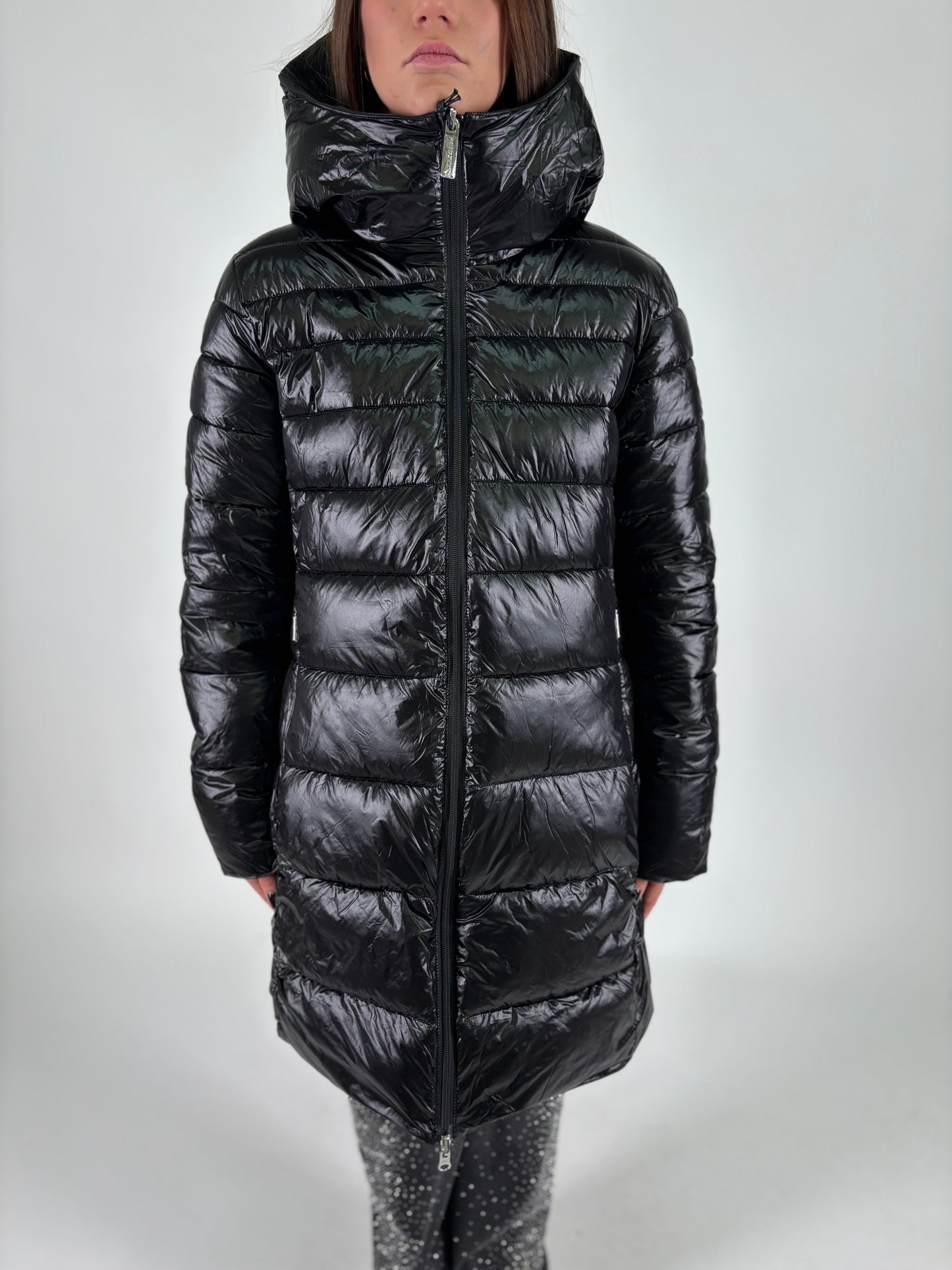 FREEDOMDAY piumino lungo double vera piuma NERO