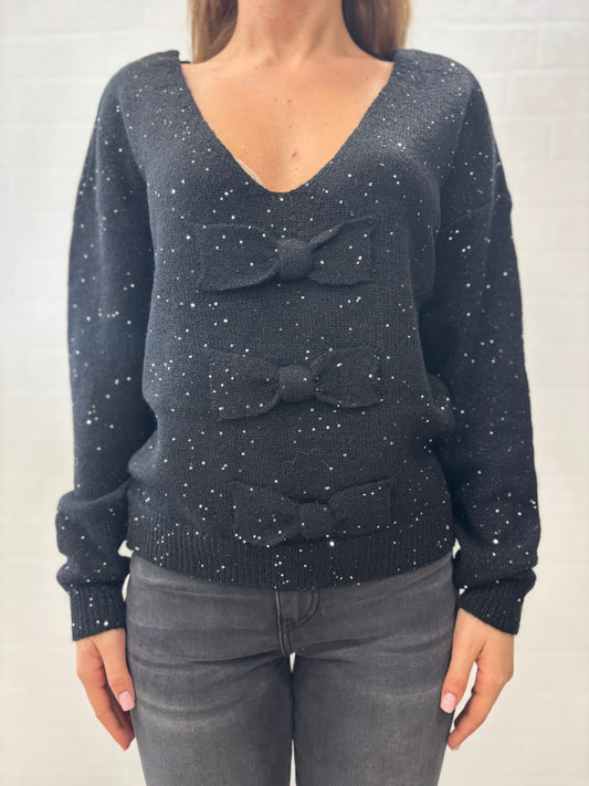Molly Bracken Maglia in paillettes argento NERO